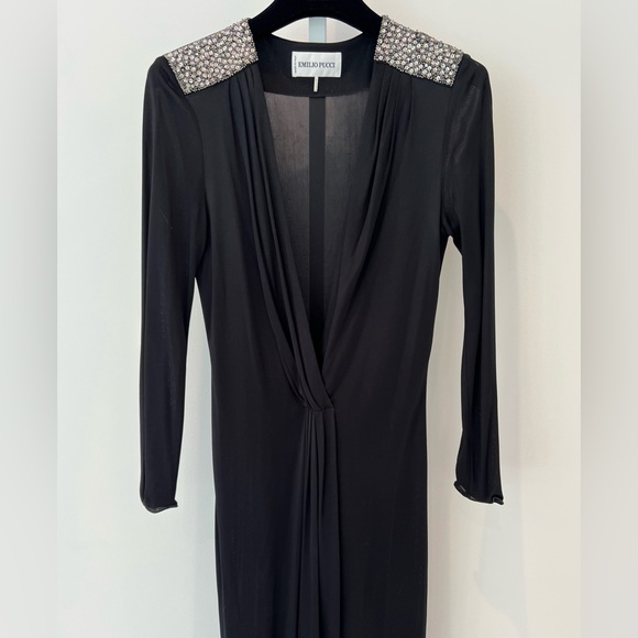 EMILIO PUCCI BLACK EMBELLISHED DRESS SIZE IT 40 / US 6 - Picture 4 of 16